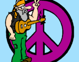 Desenho Musico hippy pintado por carla