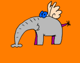 Desenho Elefante com asas pintado por martinha
