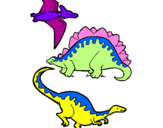 Desenho Três classes de dinossauros pintado por LAURA
