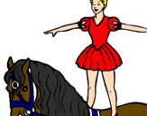 Desenho Trapezista em cima do cavalo pintado por Jac