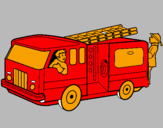Desenho Bombeiros no camião  pintado por diogo