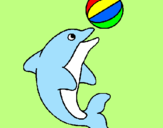 Desenho Golfinho a jogar com uma bola pintado por catarina dias