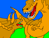 Desenho Luta de dinossauros pintado por LUCAS