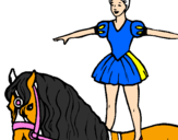 Desenho Trapezista em cima do cavalo pintado por julia arielly bueno