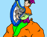 Desenho Duende a tocar harpa pintado por Nathan