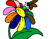 Desenho Margarida com abelha pintado por dri