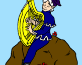 Desenho Duende a tocar harpa pintado por luã