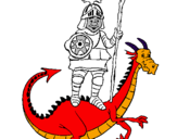 Desenho Cavaleiro São Jorge e o dragão pintado por patrick