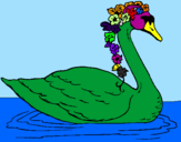 Desenho Cisne com flores pintado por vinicius