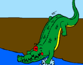 Desenho Crocodilo a entrar na água pintado por kaan cambruzzi