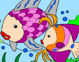 Desenho Peixes pintado por mar cor de rosa
