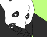 Desenho Urso panda com a sua cria pintado por marina23
