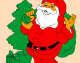 Desenho Santa Claus e uma árvore de natal pintado por uelionjb