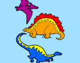 Desenho Três classes de dinossauros pintado por sofia