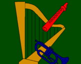 Desenho Harpa, flauta e trompeta pintado por lucas prado