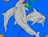 Desenho Golfinhos a brincar pintado por liliana