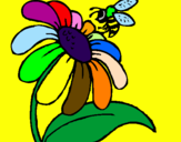 Desenho Margarida com abelha pintado por gabriel