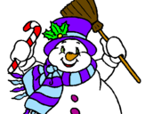 Desenho Boneco de neve com cachecol pintado por daniela