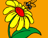 Desenho Margarida com abelha pintado por joice