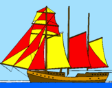 Desenho Veleiro de três mastros pintado por bruno niclevicz de souza