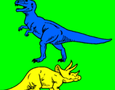 Desenho Tricerátopo e tiranossauro rex pintado por danilo