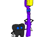 Desenho Dentes e escova de dentes pintado por MARIA
