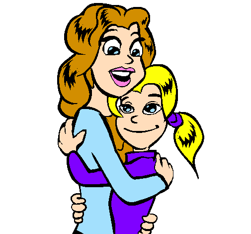 Desenho Mãe e filha abraçaram pintado por xe=te xp=am op=o 