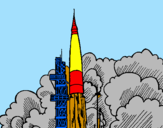 Desenho Lançamento foguete pintado por cleusa