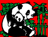 Desenho Mamã panda pintado por Maria Eduarda