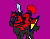 Desenho Cavaleiro a alçar a espada pintado por dark corsel