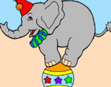 Desenho Elefante em cima de uma bola pintado por mmar