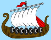 Desenho Barco viking pintado por eduardo