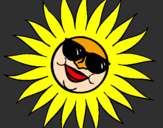 Desenho Sol com óculos de sol pintado por SHAYA