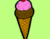 Desenho Cone de gelado pintado por Laura e Pedro