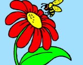 Desenho Margarida com abelha pintado por debora