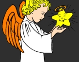 Desenho Anjo e estrela pintado por liah