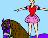 Desenho Trapezista em cima do cavalo pintado por giovana