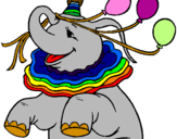 Desenho Elefante com 3 balões pintado por Isabela