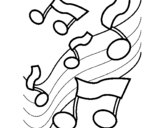Desenho Notas na escala musical pintado por ale