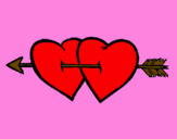 Desenho Dois corações com uma seta pintado por debora