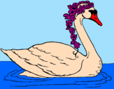 Desenho Cisne com flores pintado por helena