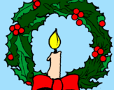 Desenho Coroa de natal e uma vela pintado por cheila