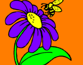 Desenho Margarida com abelha pintado por ana clara e flavia