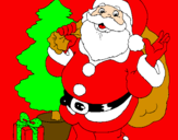 Desenho Santa Claus e uma árvore de natal pintado por andreu