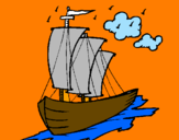 Desenho Barco veleiro pintado por das