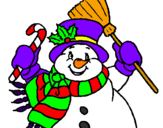 Desenho Boneco de neve com cachecol pintado por gabriela