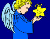 Desenho Anjo e estrela pintado por beatriz