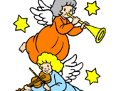 Desenho Anjos musicais pintado por gabriela