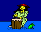 Desenho Mulher a tocar o bongo pintado por ererr