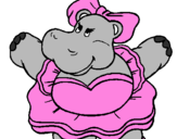 Desenho Hipopótamo com laço pintado por Princesa Ariel
